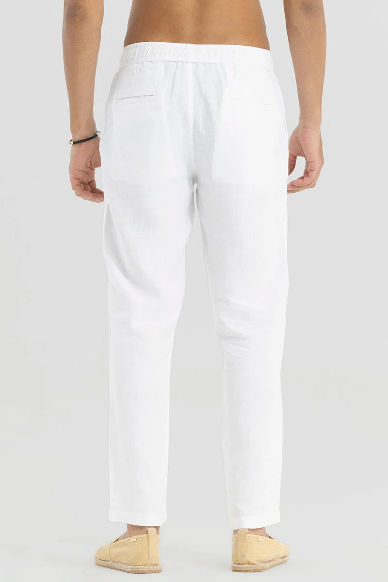 SNITCH White Ace White Linen Pant for Men | Best Price UAE